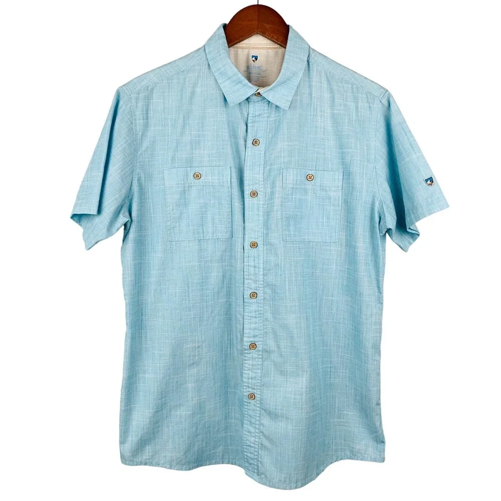 Kuhl Karib Short Sleeve Button Down Shirt Casual Blue Men’s M